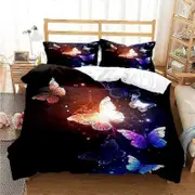 v2010 Bed Sheets Colourful Butterfly Duvet Cover Bedding Set Comforter Cover with Pillowcases for Girls Gift Single Double Queen Pcs Full Size 3-Piece