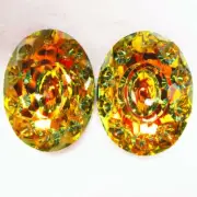 2Pcs Faceted Yellow Titanium Crystal Oval Pendant Bead 327SJ