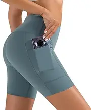 [Generic] Women's Gym Shorts Bike Shorts with Pockets Quick Drying Elastic Workout Shorts Tummy Control Athletic Shorts Hip Lifting Running Fitness Yoga Shorts