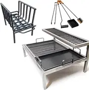 Luxury Argentine Grill with removable iron modules + Brazier XL + fire tools - Iron Argentina - BBQ Parrilla Asado. Sor Pampa Grill - Argentina Grill.