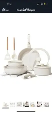 Ceramic Nonstick Cookware Set, Healthy,Non Toxic,17-Pieces Pots and Pans Set
