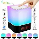 LED Bluetooth Music Speaker Touch Bedside Night Light Desk Lamp USB Alarm Clock