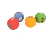 Latex Dog Ball Toy Squeaky Interactive Soft Puppy Chewing Fetching Toy with Fun Pattern for Small Medium Pet 4pcs