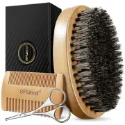 BFWood Beard Brush Beard Comb & Mustache Scissors Grooming Kit for Men - Natu...