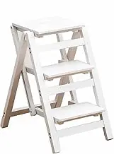 3 Tier Step Stool Foldable Adult Folding Ladder Stool Library Ladder Bookshelf Plant Rack for Storage and Decoration 150KG Weight Bearing(Color-3)