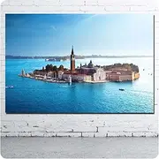 Venice San Giorgio Maggiore Picture Printed Canvas Cloth Wall Art Poster for Room Decor- 60x80cm No Frame
