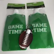 Super Bowl Game Time Flask 8 oz. Tailgate Green NIP Lip Balm Holder Football New