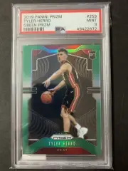 2019-20 Panini Prizm Green Prizm RC #259 TYLER HERRO Rookie Heat PSA 9 Mint