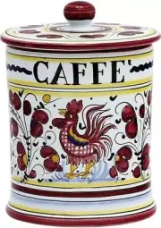 Container ORVIETO ROOSTER Tuscan Italian Coffee Red Ceramic