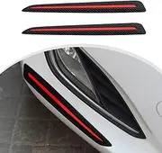 Jawmoy 2 PCS Car Front Rear Bumper Anti-Collision Strips, 11.8" x 1.3" Carbon Fiber Bumper Front Rear Corner Protector, Body Scratch Sticker, Universal Protect Accessories for Most Cars (Black & Red)