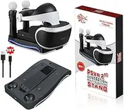 KALDOREI 4-in-1 PSVR Charging Display Stand with Playstation VR Storage Headset Holder Showcase, 2 PS Move Controllers Charger Docking Station and Processor Unit Stand