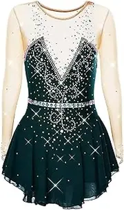 [Zagitova] Ice Skating Dresses for Women Long Sleeved Hook Finger Competition Performance Costume for Skater