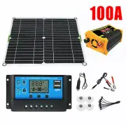 12V 200W Solar Panel + Solar Controller Kit & 300W Car Power Inverter for RVs