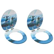 WC Toilet Seats with Soft Close Lid 2 pcs MDF Penguin Design vidaXL