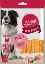 It'S Treat Time Chicken Jerky and Rawhide Twist Dog Treats 500G