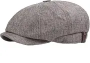[Lifup] Men's Newsboy Hat 8 Panel Flat Cap Cotton Linen Gatsby Ivy Golf Cabbie Hat, Dark Grey, One Size