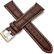 [g24] 18mm 20mm 22mm 24mm Genuine Leather Black Blue Brown Silver Buckle Clasp Watch Band Strap for Men and Women-B1