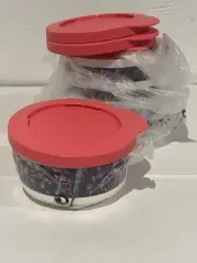 Tupperware Flower Floral Canister Container Set 3x New