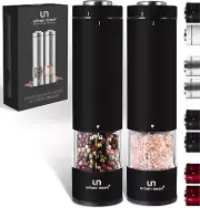 Sleek Automatic Salt & Pepper Grinders - Velvet Matte Black with Ceramic Core