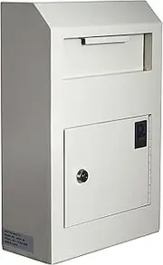 Protex Wall-Mount Drop Box Safe (WDS-150), Piano Hinge, Secure suggestions, ballots, Keys, Mail, Money, Rent Checks and More, Metal Baffle to Protect Slot-Off White