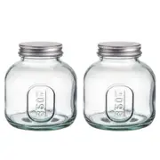 2x Ladelle Eco Recycled Rustico Glass 350ml Storage Jar Container w/Lid CLR