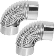 LOORGVEL 2pcs Stainless Steel Elbow Chimney Flue Pipe for Water Heater Camping Stove Flexible Air Duct for Reliable Exhaust Ventilation