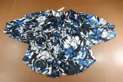 Chicos Womens Size 14 Scandi Blue Print Long Sleeve V Neck Tie Front Blouse NWT