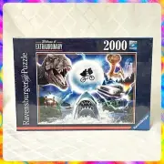 New Ravensburger GREATEST MOVIES 2000 Piece Jigsaw Puzzle w Jurassic Park & E.T.