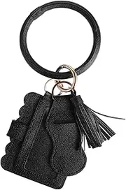 [ANDRESLAD] Elegant Lipstick Bag Card Holder Wristlet Wallet for Women Keychain Accessory with Tassel Charm Bracelet Design