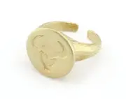 Bull Taurus Horoscope Zodiac Horn Bark Textured Adjustable Ring Raw brass 4860