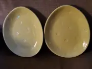 Crate & Barrel Yellow Egg Plates Artist B. Eigen Signed - 2 Plates (New)