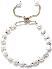 [sandanfine] Natural pearl Baroque bracelet, adjustable size, shaped pearl bracelet, 18k genuine gold thick electroplating process, very versatile for daily wear, also showing charm on dates