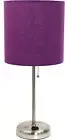 LimeLights LT2024-PRP Brushed Steel Stick Table Desk Lamp with Charging Outlet
