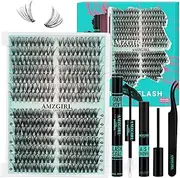 Lash Clusters Kit 280pcs DIY Eyelashes Cluster Kit,Individual Lashes Kit 30D 40D D Curl with Lash Bond and Seal,Eyelash Glue Remover,Tweezers for Lashes Clusters Extension Kit(9-18mm,D-MIX Kit)