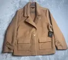 Boston Proper Jacket Womens Large Single Breasted Camel Brown Blazer Peacoat