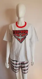 Essendon Bombers AFL AFESN0228 Ladies Short Sleeve Check Pyjama Set Size XL New