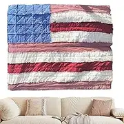 Patriotic Quilt | Vintage Patriotic Flag Bedding - Soft Breathable Rustic Throw Blankets for Sofa Bedding Decorations