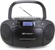 Emerson Portable CD Player Boombox with Cassette Player Combo, Tape Recorder