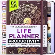 Law of Attraction Planner 2025 – Undated Hourly, Weekly & Monthly Goal Setting Planner, 12-Month to Increase Productivity | Life & Gratitude Journal, Include Foldable Vision Board, Gift Box & Stickers
