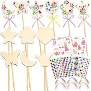 40pcs Princess Fairy Wand Kit, Wooden DIY Fairy Wand Making Kit for Girls, Fairy Wand for Birthday Gifts Party Supplies