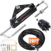 150HP Hydraulic Outboard Steering Kit Boat Marine System, Built-in Two-Way Lock Cylinder, 150HP Pump and High-Strength Nylon Hose for Single Station, Single-Engine