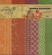 Graphic 45, Hello Pumpkin, Patterns & Solids, 12x12, Double Sided, 16 Sheets