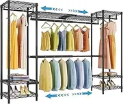 VIPEK X30 Expandable Clothes Rack Adjustable from 5'1" to 6'11", 950lbs Capacity Heavy Duty Portable Closet with 4 Hanger Rods & 7 Wire Shelves, Metal Wardrobe System for Reach-in Closet, Black