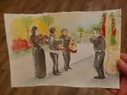 Mariachi Friday Night Old Town La Quinta Original Watercolor RAMfish Artist