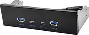 USB3.2 Type-C Black Optical Drive Panel 2X USB GEN2+2X Type-C 3.5-Inch 5.25-Inch HUB 19PIN to C-Port Front Back Plug