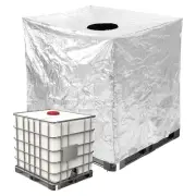 IBC Tote Cover, 47"L x 39"W x 45"H WaterProof Protective Hood 275 Gallon, Silver