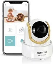 nannio Connect Smart Camera, Wi-Fi Baby Camera for Smartphone, Pan/Tilt, 2-Way Talk, Enhance Night Vision, Baby Camera, No Monthly Fee, for Baby, Pets, Elderly