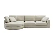 Hamilton Leather Round Chaise Sectional Sofa