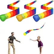 Throw and Catch Balls Set, Colorful Tail Balls for Outdoor Fun, Portable Beach Game Toys for Baby Shower, Graduation, Family Picnic, and Party Activities, 3 Pieces
