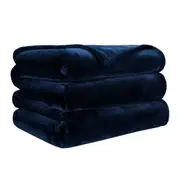 LINENOVA Flannel Fleece Blanket Cozy Soft Double/Queen Blanket - Navy